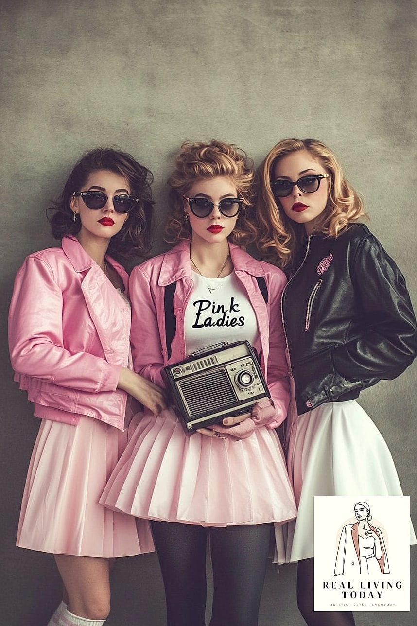 28 Trendy Group Halloween Costume Ideas for Women That Will Win Every Party 12 Grease Pink Ladies