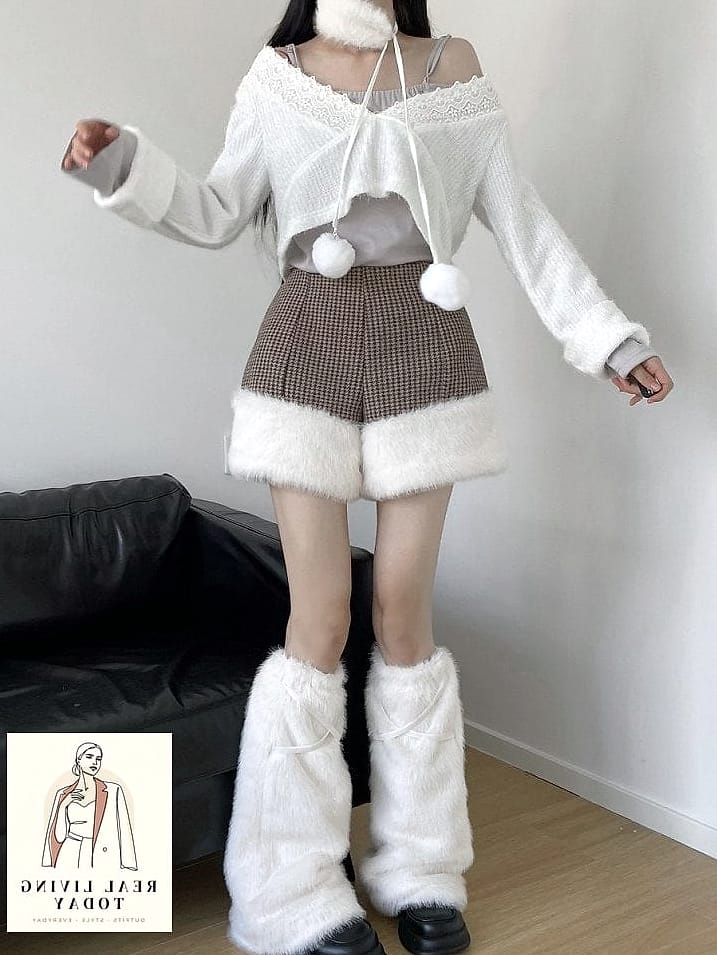 26 Satin Lace Shorts Outfit That Will Elevate Any Wardrobe 23 Houndstooth and Plaid Mixing