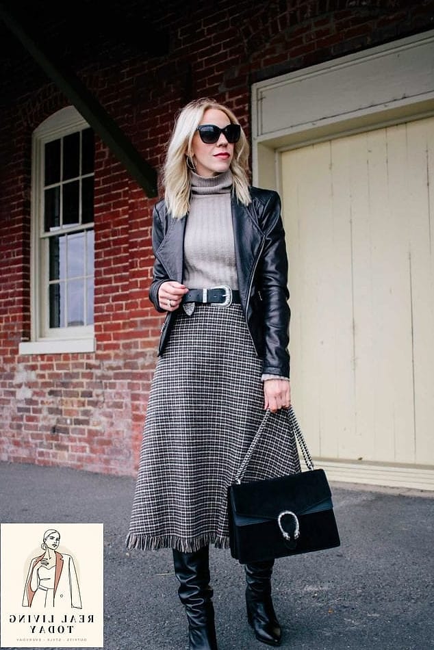 28 Edgy Work Outfits You'll Want to Wear on Repeat 14 Houndstooth Skirt Suit