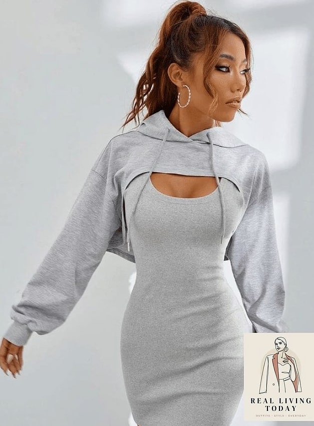 Layered with a Cropped Hoodie