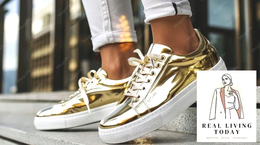 29 Trendy Sneakers Outfit You Need to Know About 24 Layered Gold Jewelry with a Simple Tee and Sneaker Combo