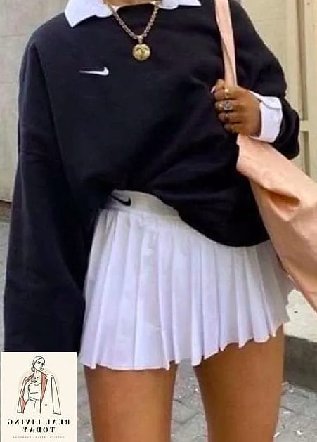 23 Tennis Skirt Outfit That Are Going Viral on Pinterest 13 Layered Necklaces and Tennis Skirt Styling