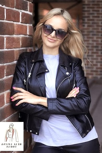 30 Millennial Mom Outfits That Are Seriously Stylish Right Now 20 The Leather Jacket and Mini Skirt Combo