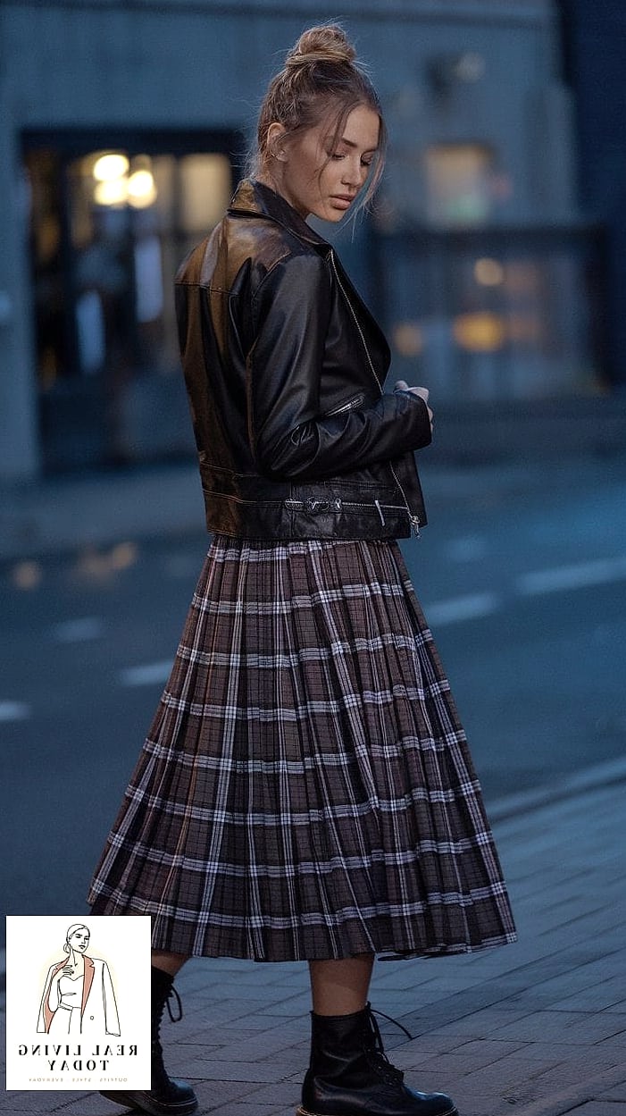 24 Leather Jacket Outfit You'll Want to Wear on Repeat 20 Leather Jacket and Plaid Mini Skirt