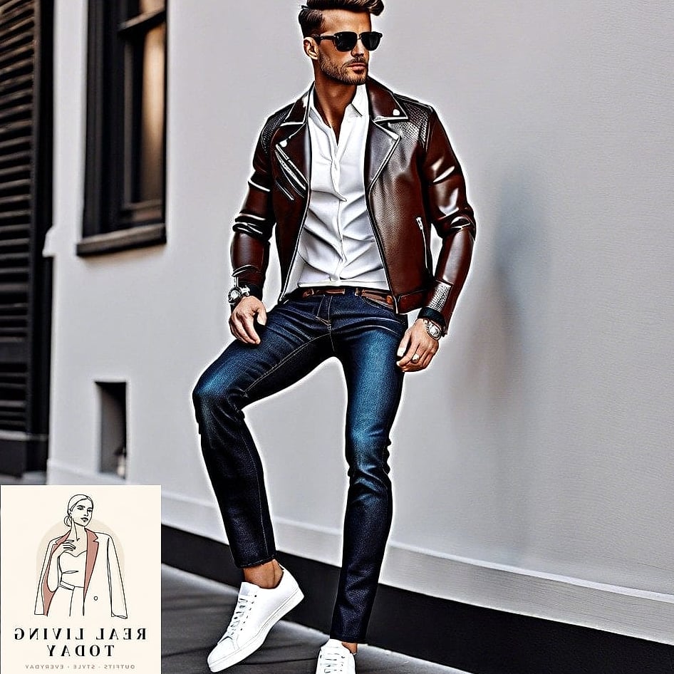 29 Trendy Sneakers Outfit You Need to Know About 8 Leather Jacket and Mini Skirt with Sneakers