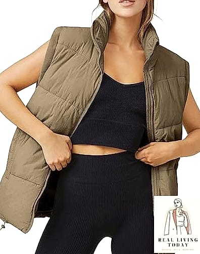 30 Leggings Outfit Fall to Copy Right Now 11 Leggings with a Puffer Vest