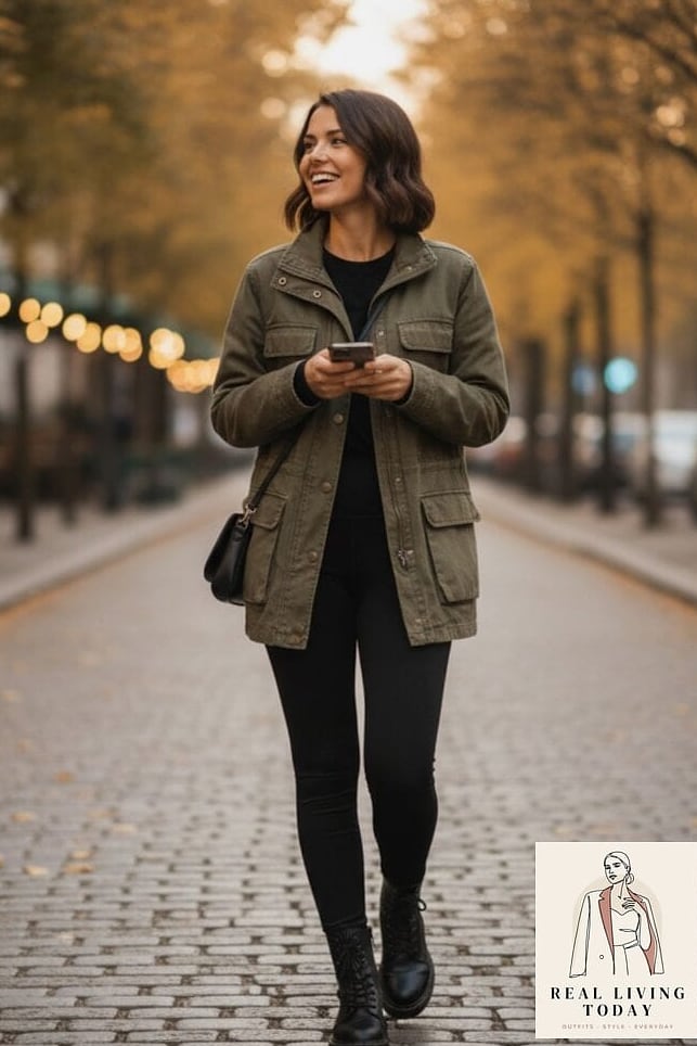 30 Leggings Outfit Fall to Copy Right Now 19 Leggings and a Utility Jacket