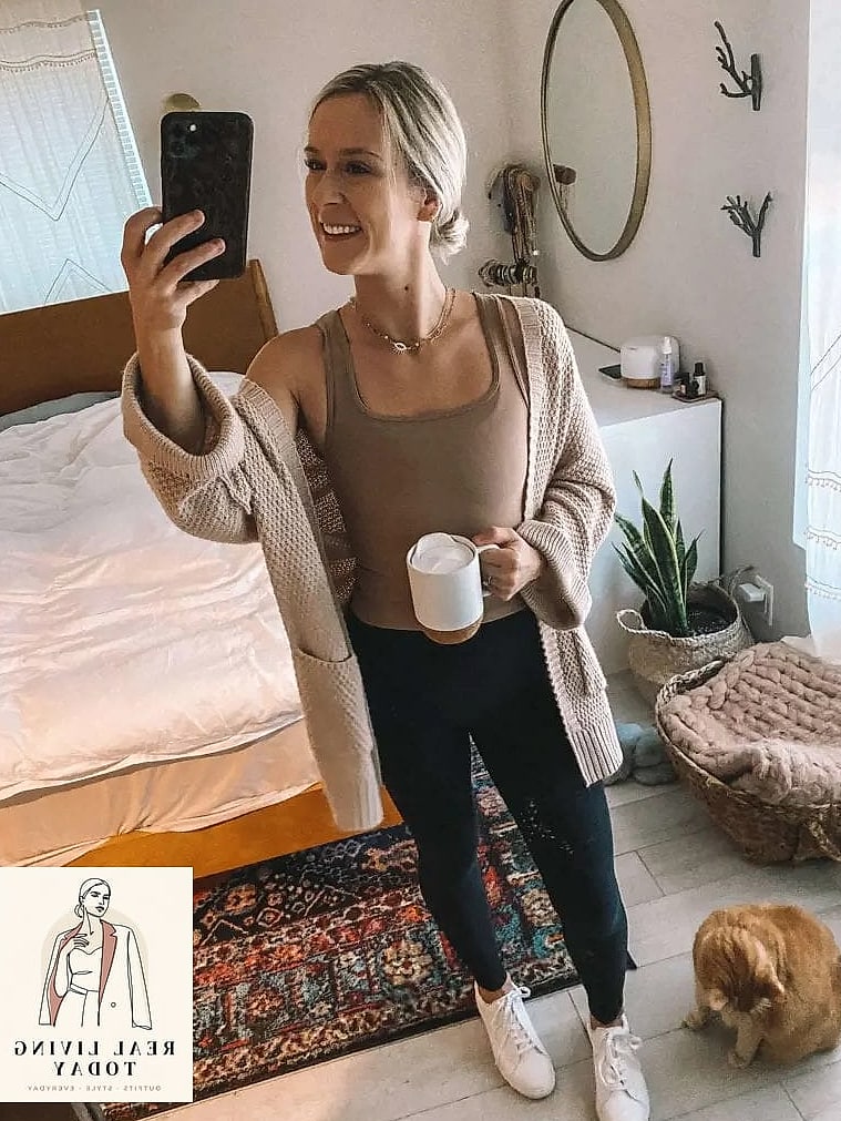 30 Leggings Outfit Fall to Copy Right Now 17 Leggings with a Wrap Sweater