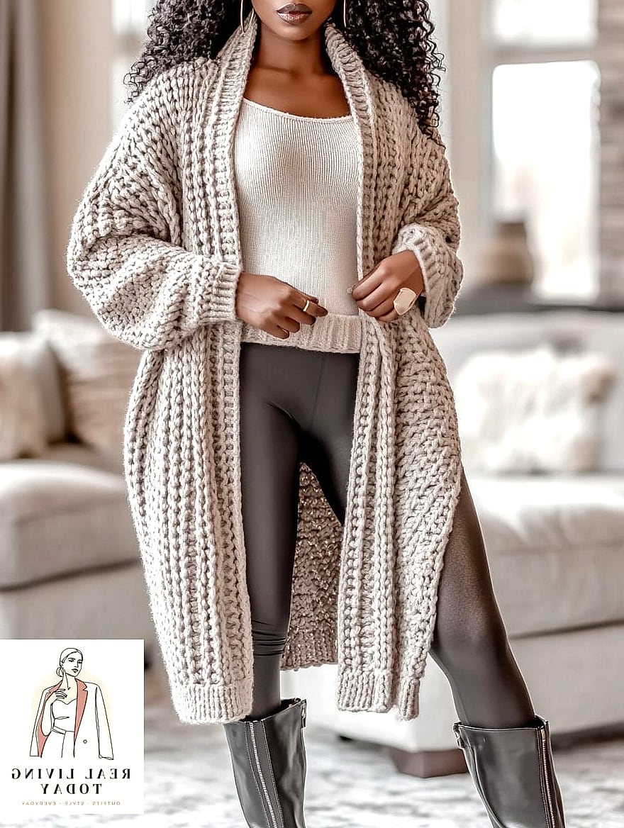 30 Leggings Outfit Fall to Copy Right Now 8 The Long Cardigan Layer