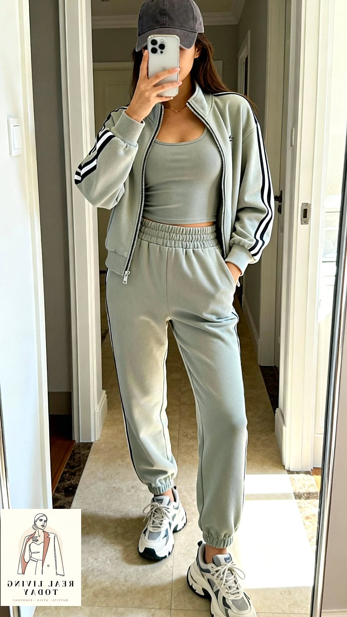 25 Sporty Chic Outfit Ideas That Look Effortlessly Put-Together 4 Matching Track Set With Gold Jewelry