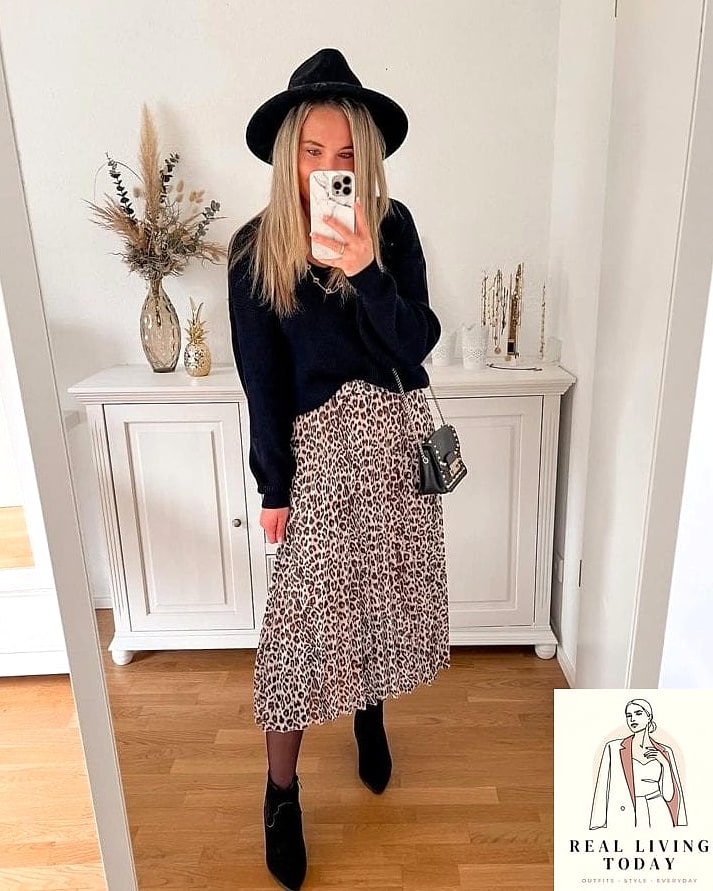 Midi Skirt and Turtleneck Combo