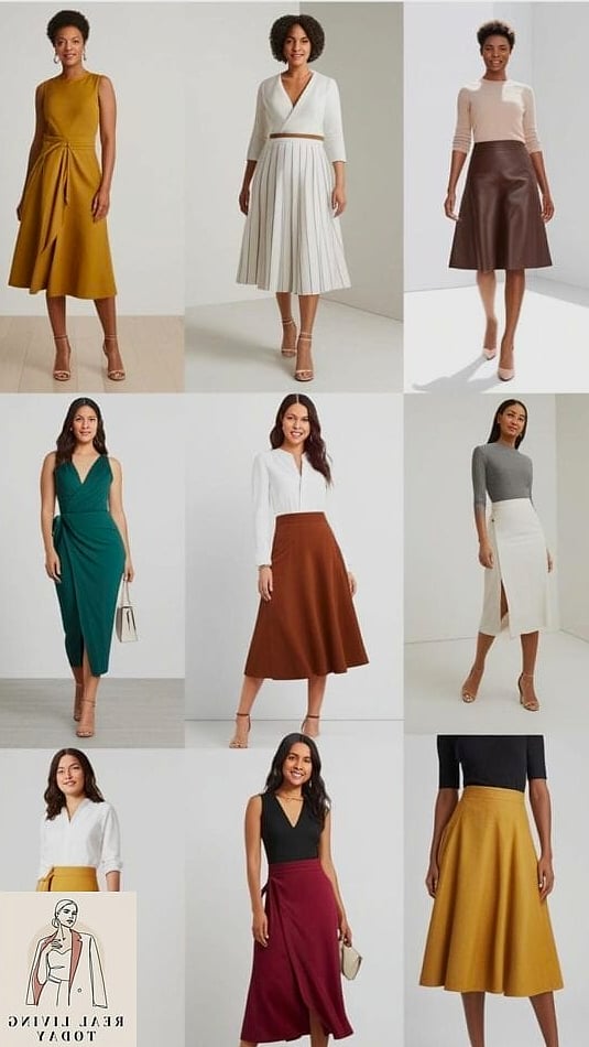 30 Millennial Mom Outfits That Are Seriously Stylish Right Now 19 Midi Skirt and Chunky Sweater