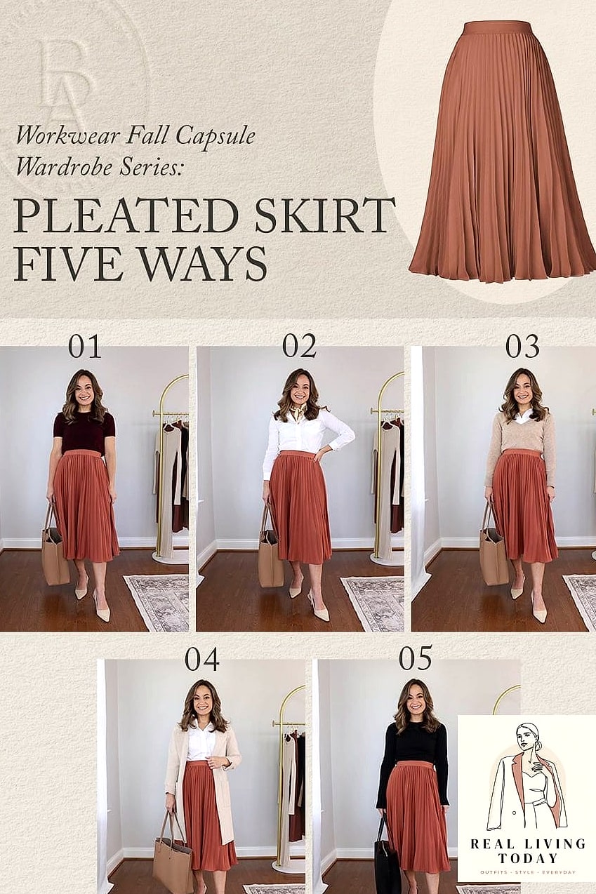25 Fall Capsule Wardrobe Essentials That Will Make Getting Dressed So Much Easier 9 A Midi Skirt in Rich Fall Tones