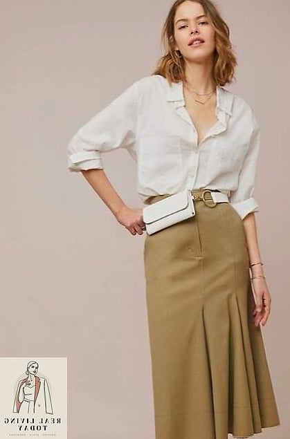 26 Coffee Date Outfit That Actually Look Amazing 8 Midi Skirt and Chunky Knit Sweater
