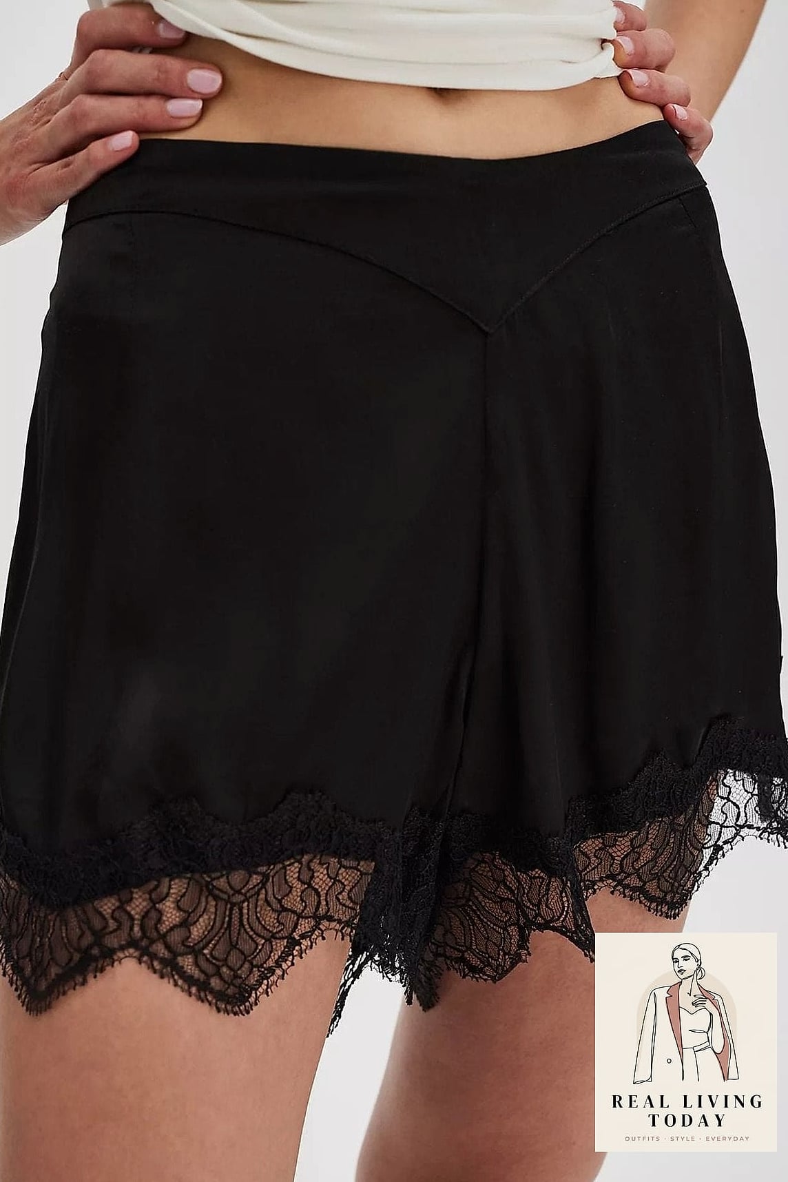 26 Satin Lace Shorts Outfit That Will Elevate Any Wardrobe 6 The Monochrome Moment