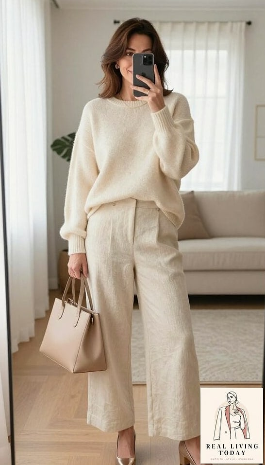 30 Millennial Mom Outfits That Are Seriously Stylish Right Now 10 The Monochrome Neutral Outfit