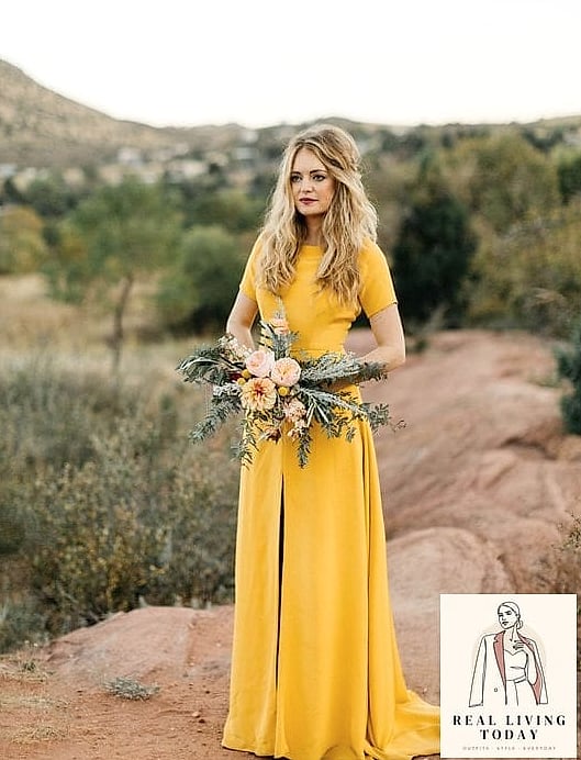30 Dresses For A Fall Wedding As A Guest That Are Going Viral on Pinterest 12 Mustard Yellow Satin Slip Dress