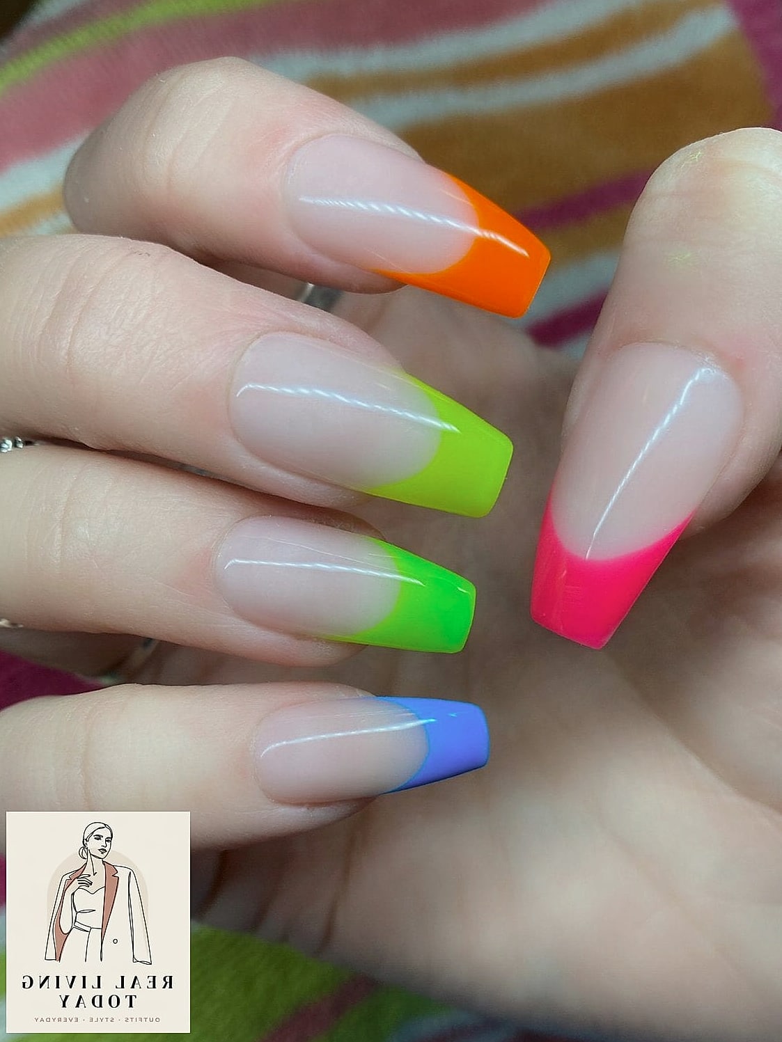 22 Rainbow Press On Nails Ideas That Are Going Viral on Pinterest 7 Neon Rainbow Nails