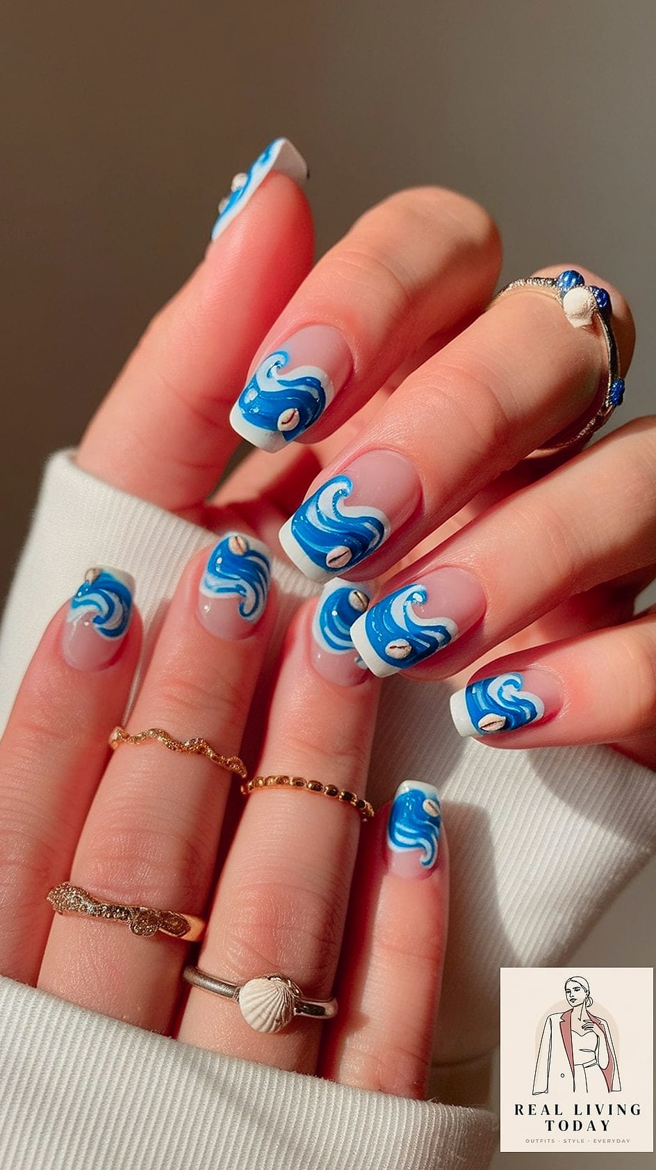 23 Blue Nail Ideas That Are Going Viral on Pinterest 6 Ocean Wave Nail Art