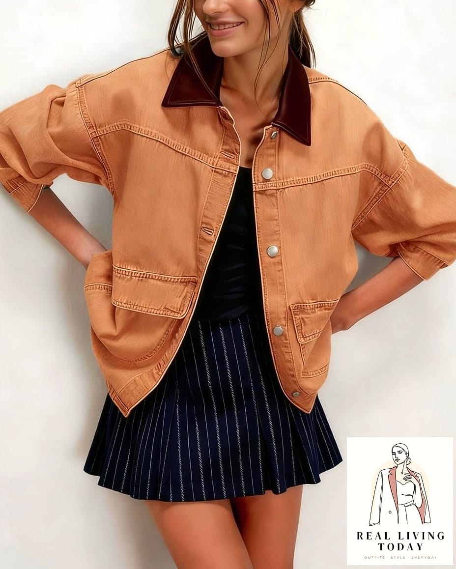 22 Barn Jacket Outfits You'll Want to Wear on Repeat 6 Oversized Barn Jacket and Bike Shorts