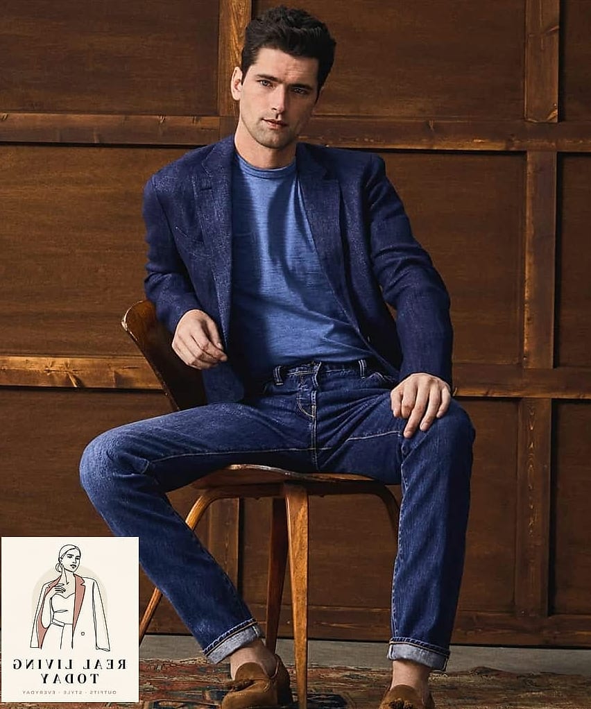 30 Dark Blue Jeans Outfit That Actually Look Amazing 3 Oversized Blazer Over a Basic Tee