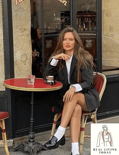 26 Coffee Date Outfit That Actually Look Amazing 2 The Oversized Blazer and Bike Shorts Duo