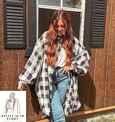 Oversized Flannel Shirt, Half-Tucked