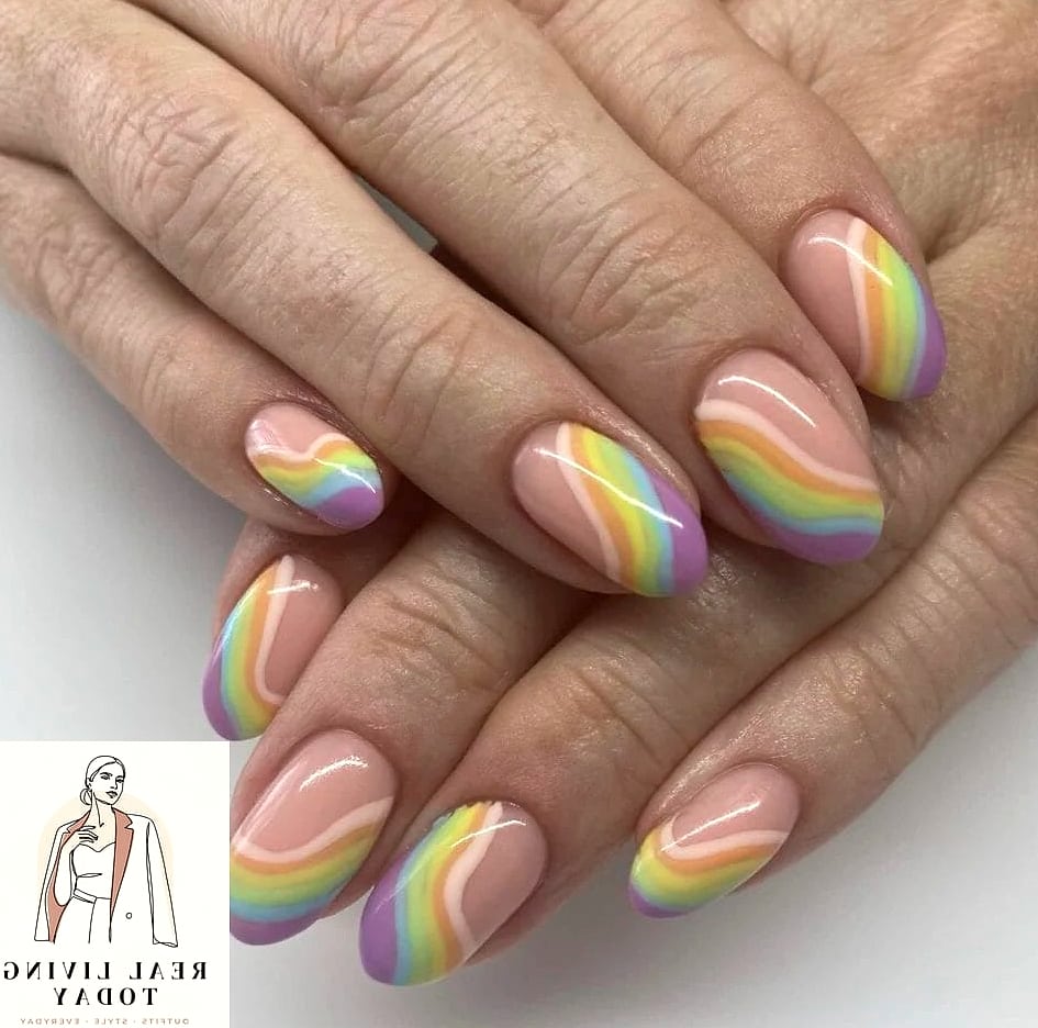 22 Rainbow Press On Nails Ideas That Are Going Viral on Pinterest 4 Pastel Rainbow for Spring