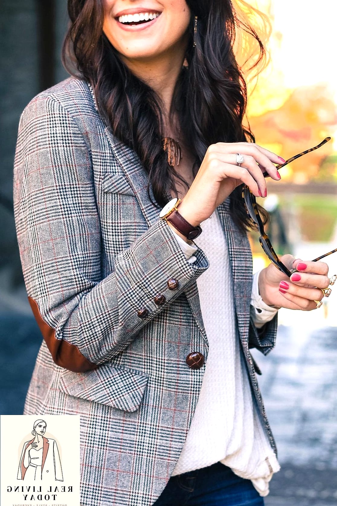 25 Fall Going Out Outfits for Women That Are Trendy, Cute and On Point 12 Plaid Blazer and Bodysuit
