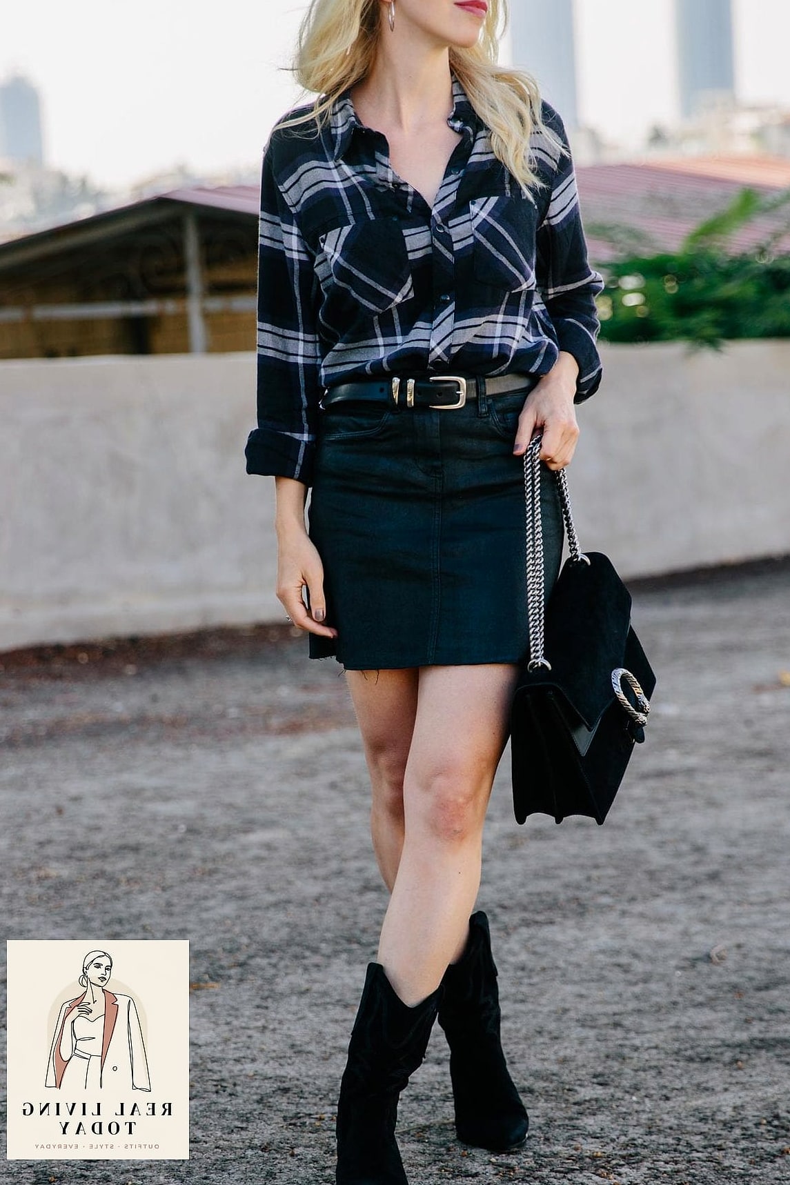 28 Denim Mini Skirt Outfit Worth Pinning Immediately 16 Plaid Flannel Tied at the Waist