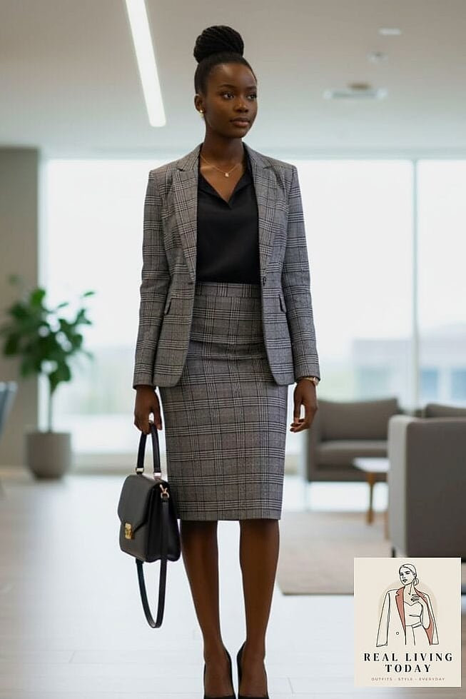 Plaid Skirt With a Cropped Blazer