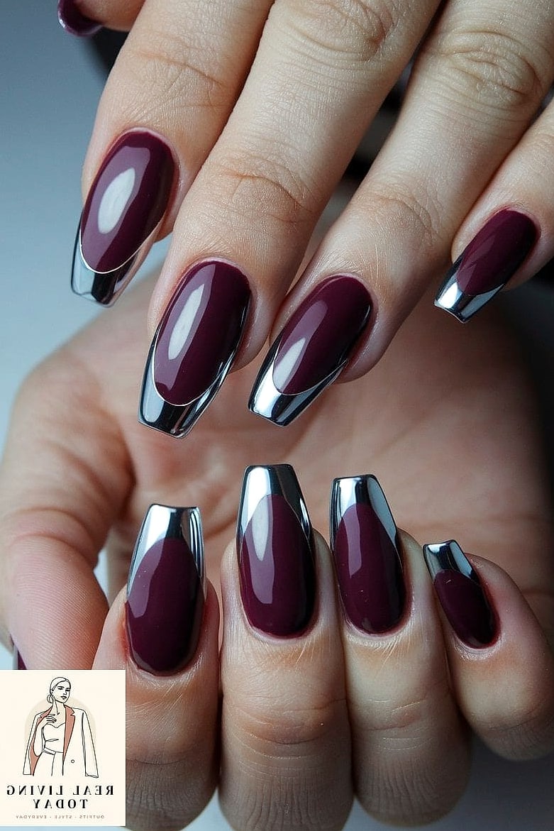 25 Fall Chrome Nail Ideas So Good They're Worth Every Penny at the Salon 11 Plum Chrome for Deep, Romantic Vibes