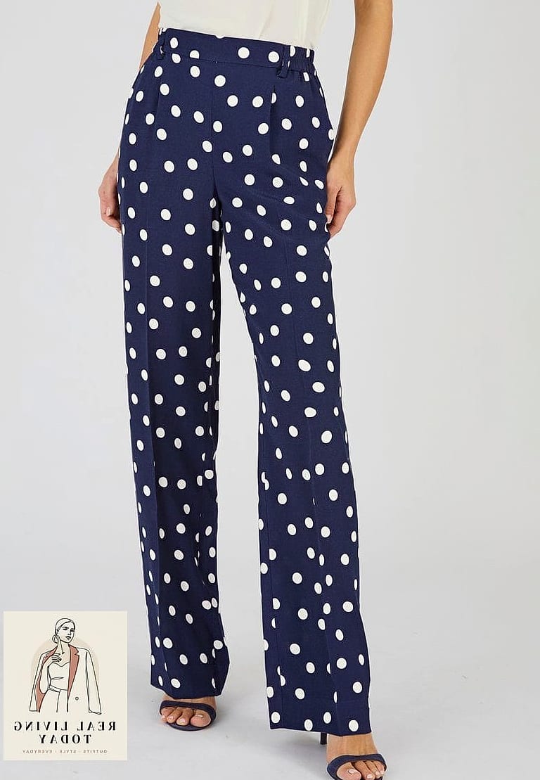 28 Polka Dot Outfit Trend Going Viral Right Now 12 Polka Dot Trousers With a Plain Tee