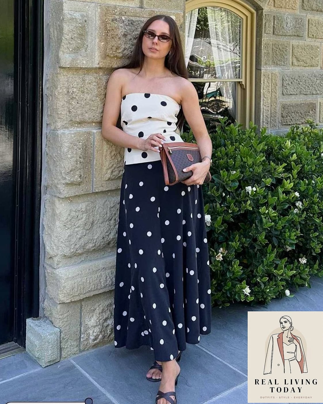 28 Polka Dot Outfit Trend Going Viral Right Now 14 Polka Dot Slip Skirt With a Chunky Knit Sweater