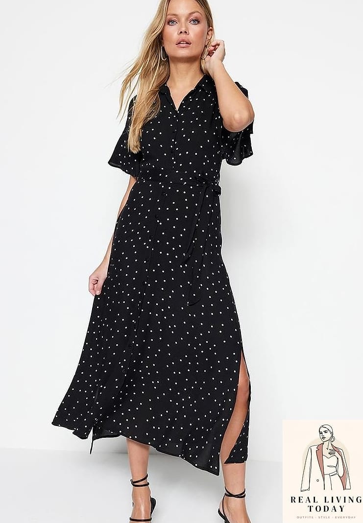 28 Polka Dot Outfit Trend Going Viral Right Now 16 Polka Dot Shirt Dress With a Belt