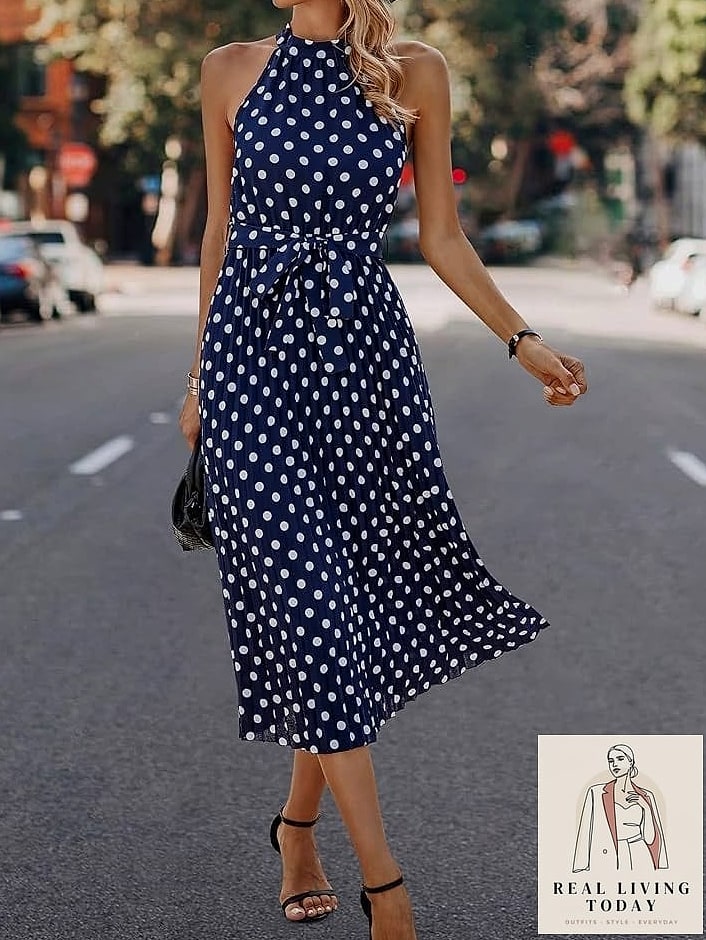 28 Polka Dot Outfit Trend Going Viral Right Now 19 Polka Dot Halter Dress for Summer