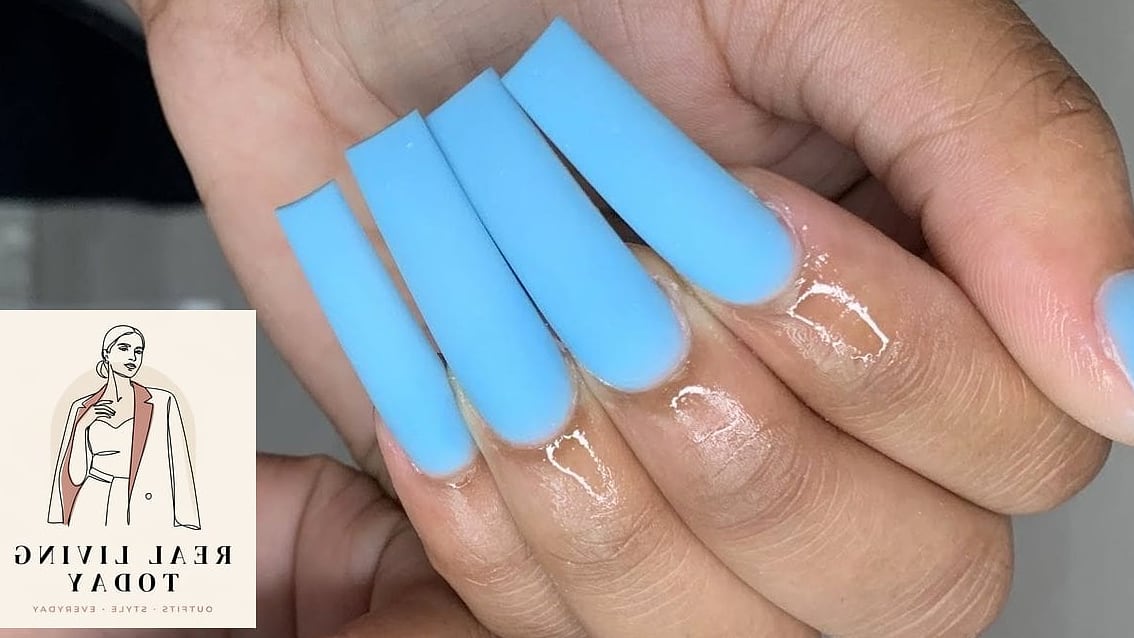 23 Blue Nail Ideas That Are Going Viral on Pinterest 10 Powder Blue Square Nails