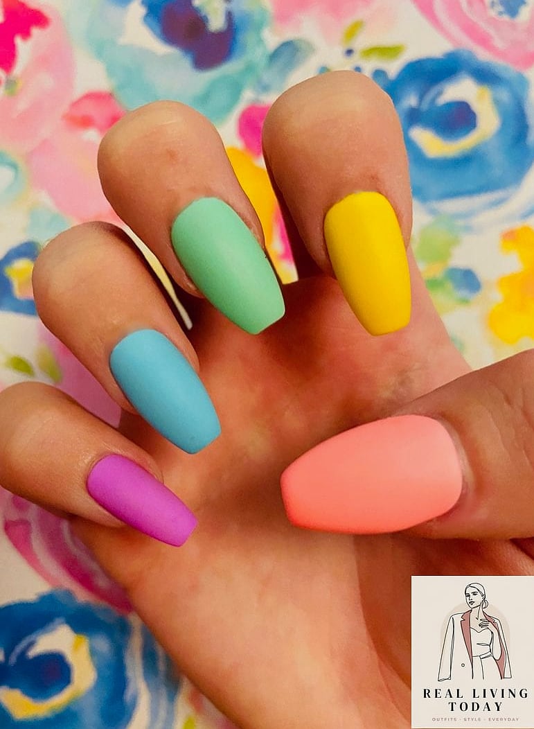 22 Rainbow Press On Nails Ideas That Are Going Viral on Pinterest 18 Rainbow Color Block Nails