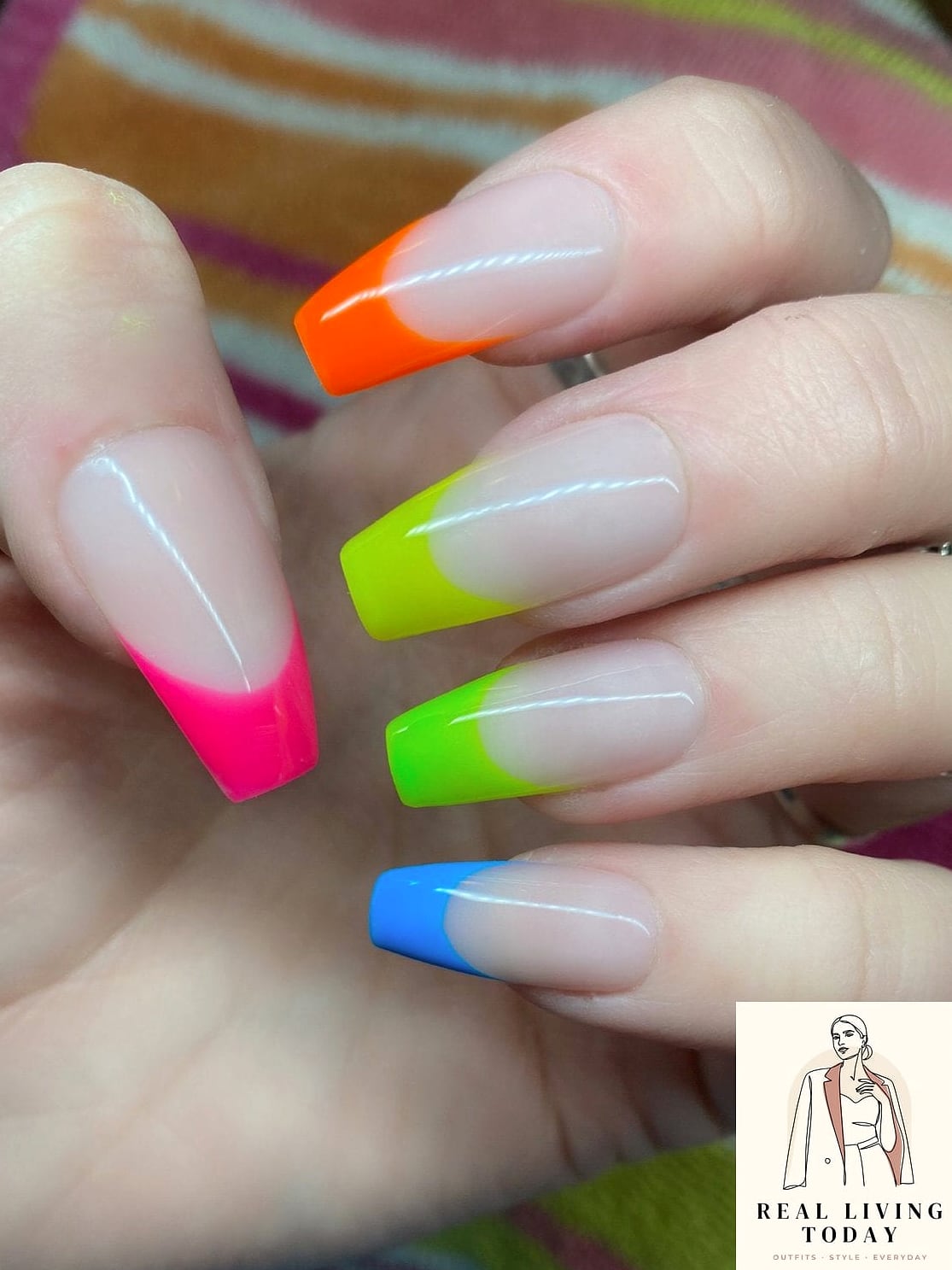22 Rainbow Press On Nails Ideas That Are Going Viral on Pinterest 6 Rainbow French Tip with Hearts