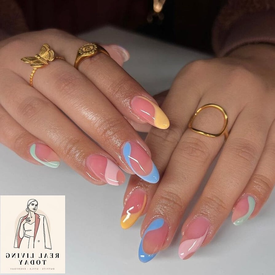 22 Rainbow Press On Nails Ideas That Are Going Viral on Pinterest 12 Rainbow Glazed Donut Nails
