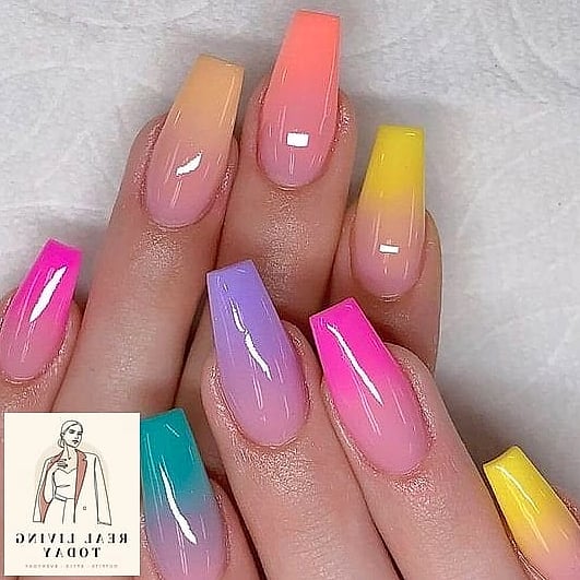 22 Rainbow Press On Nails Ideas That Are Going Viral on Pinterest 9 Rainbow Ombre French Tip