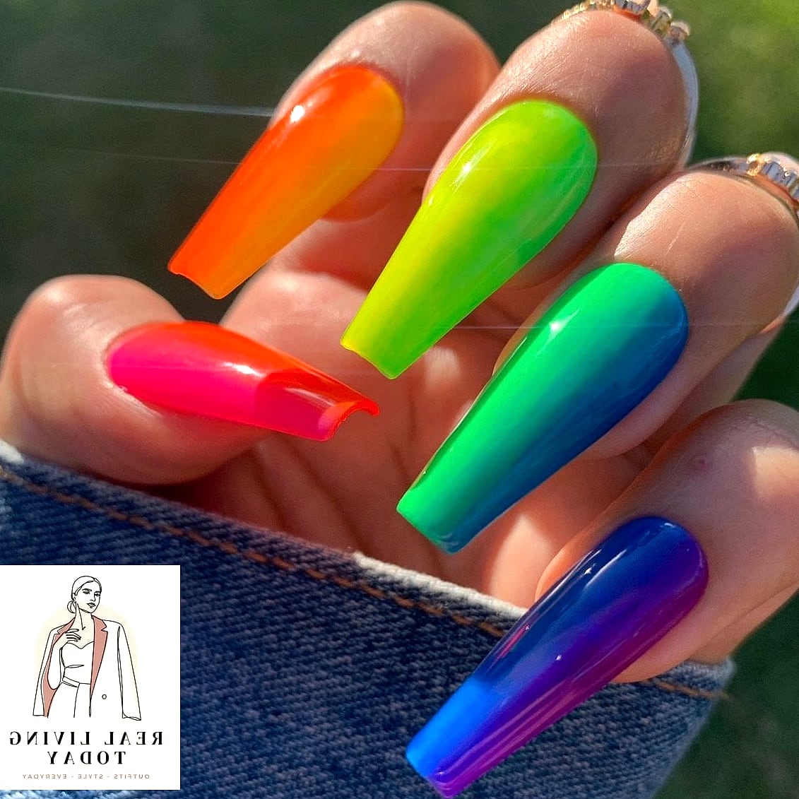 22 Rainbow Press On Nails Ideas That Are Going Viral on Pinterest 21 Rainbow Ombre Coffin Nails