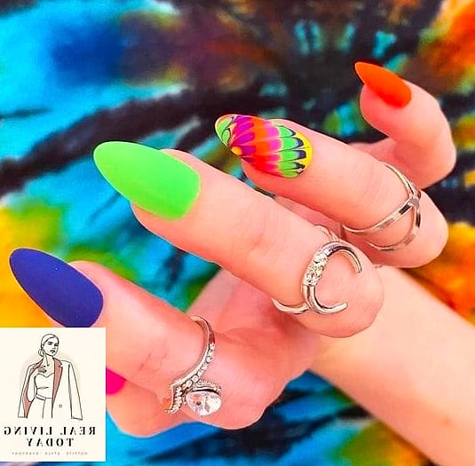 22 Rainbow Press On Nails Ideas That Are Going Viral on Pinterest 11 Rainbow Tie-Dye Nails