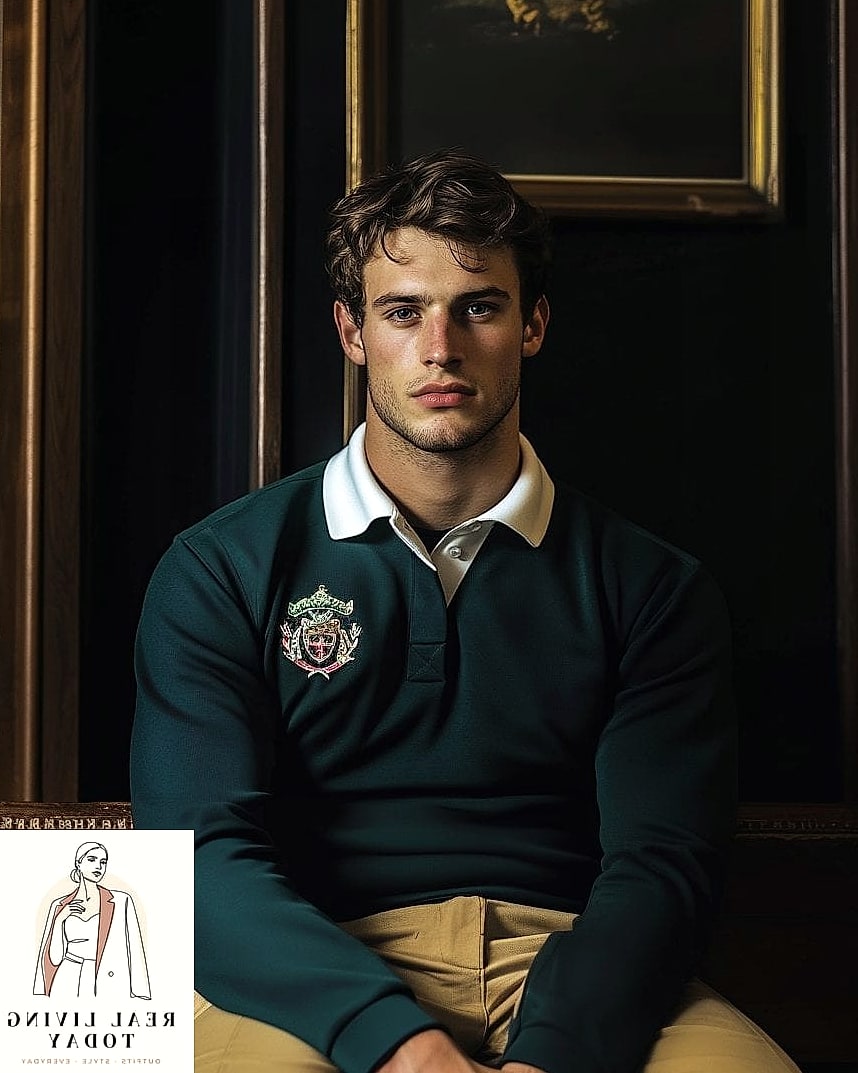 Rugby Shirt Layered Over a Turtleneck