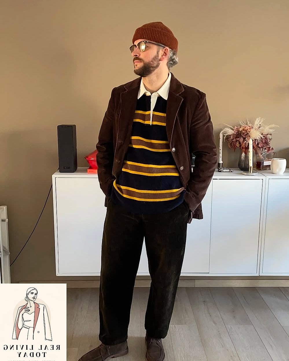 Rugby Shirt with a Blazer Over It