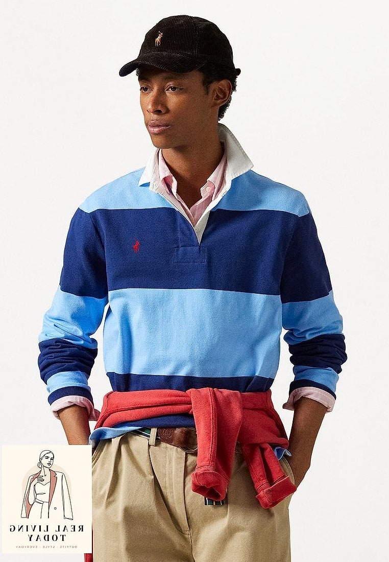 Rugby Shirt Tied at the Waist Over a Bodysuit