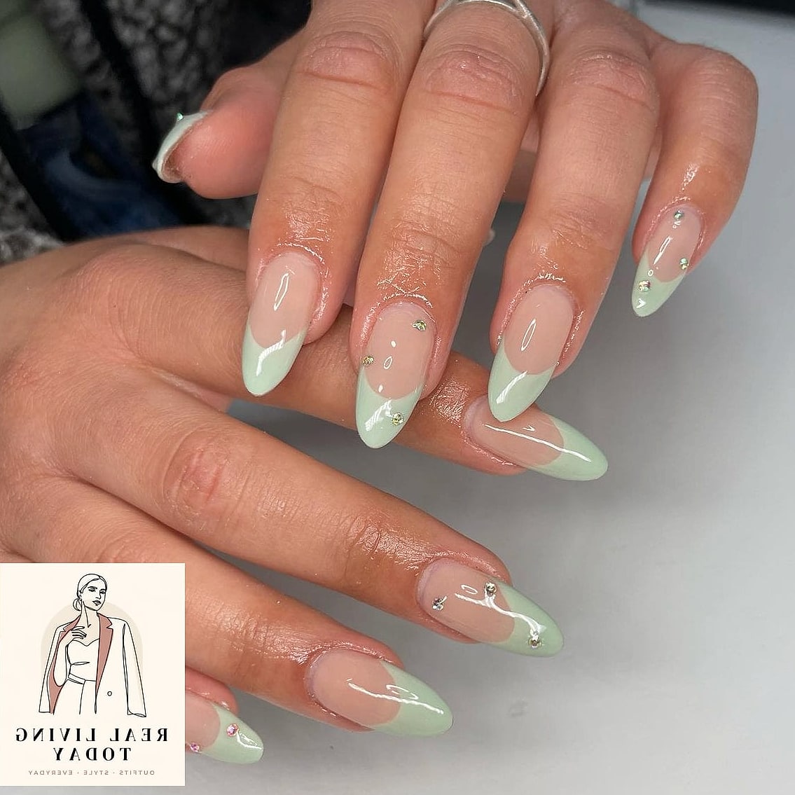 Sage Green French Tips