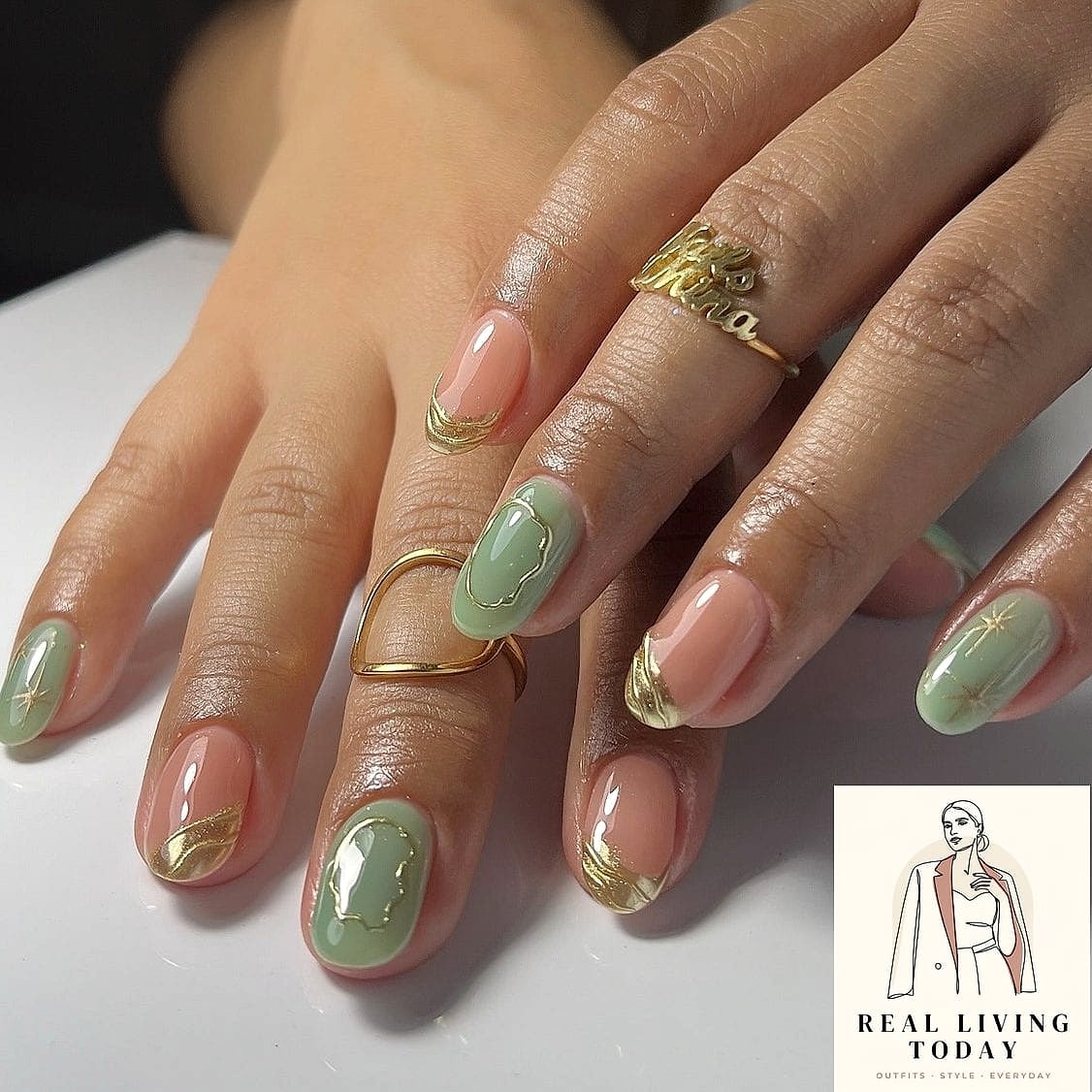 Sage Green with Gold Foil Accents
