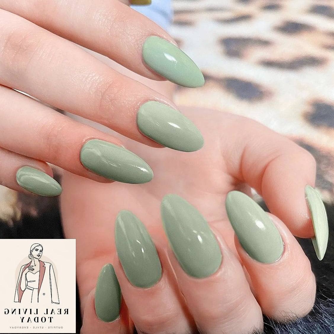 Sage Green Almond Nails