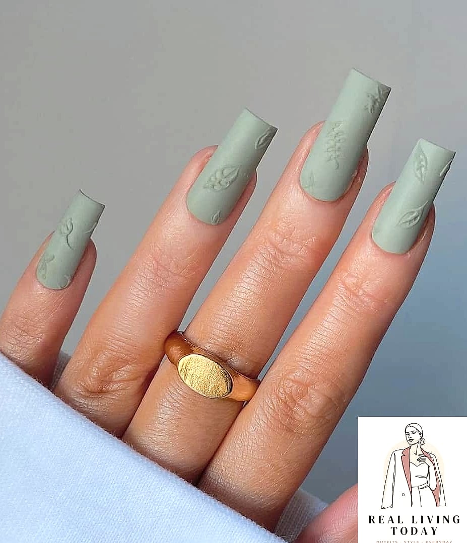 Sage Green Square Nails